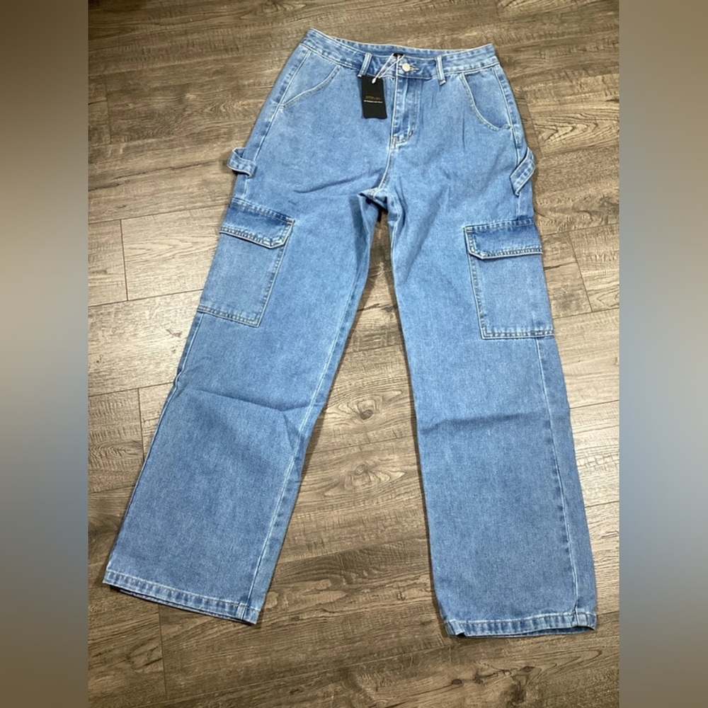 Women's Blue Denim Cargo Pants